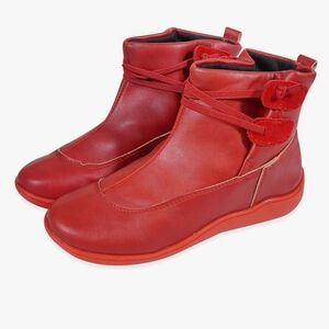 Women Arch Support Boots Soft Leather Ankle Boots High Top Low Heel Bootie Shoes